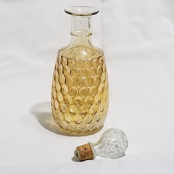 Old Forester Gold Iridescent Carnival Glass Thumbprint Liquor Bottle Decanter - Picture 2 of 6